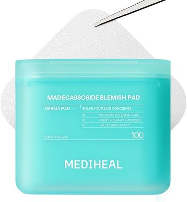 MEDIHEAL Madecassoside Blemish Pad - Square Cotton Facial Toner Pads with Centel