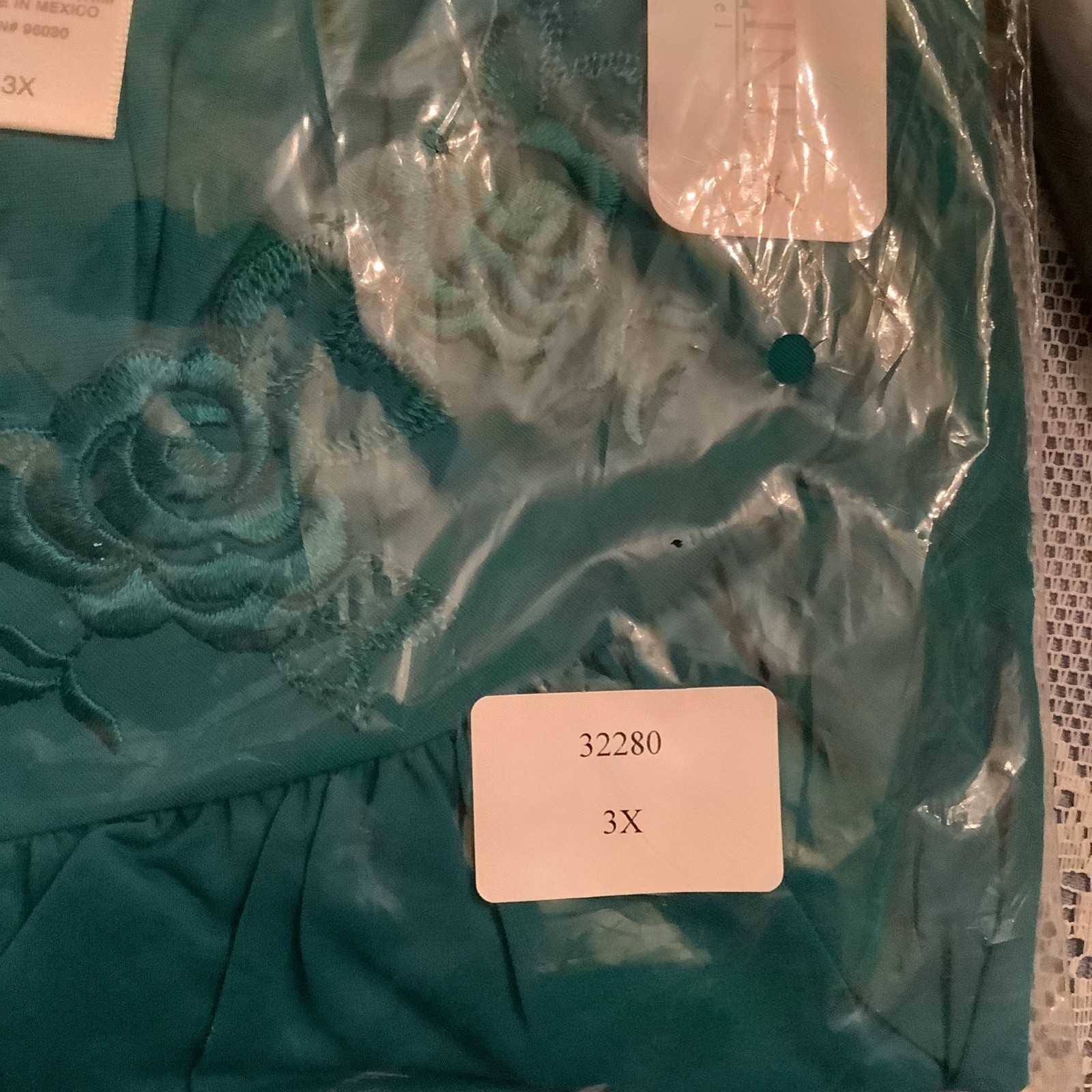 New With Tags ShadowLine Dark Jade 3X  Floral DesignTrim Nightgown FREE SHIPPING