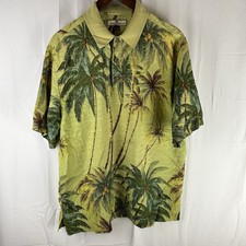 Tommy Bahama Polo Shirt Men's Medium Silk Short Sleeve Aloha Hawaiian Tropical