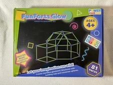 Fun Forts Glow Fort Building Kit for Kids - 81 Pack, Glow in The Dark - New