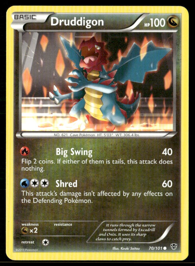 Druddigon 70/101 Common Plasma Blast Pokemon Heavily Played