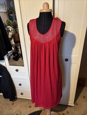 HUALILUA Ladies T Shirt Dress Size 10 Red Diamante Sleeveless Racer Back NEW