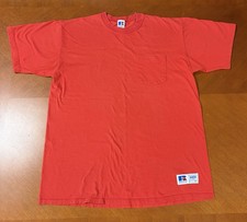 Russell Athletic High Cotton Pocket T Shirt XL Red Blank Plain USA Made 90s VNTG