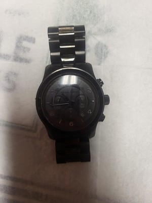 Michael Kors Runway Chronograph Watch Men 45mm Black Dial Black Tone MK8157 Runs