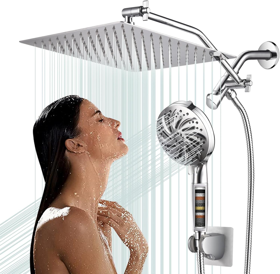 All Metal Shower Head, 12'' High Pressure Rain Shower Head/Handheld ...