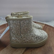 Cat Jack Glitter Ankle Boots Toddler 5 Gold New Faux Fur Lined Zipper