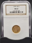 1929 $2.50 Gold Indian Head NGC MS62