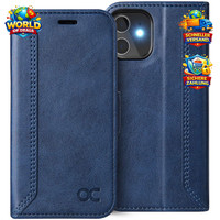 HandyhüLle Flip Cover FüR Iphone 12 Mini, Pu Leder, Blau, Rfid Schutz