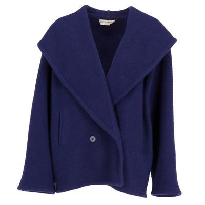 Guy Laroche Damen Mantel Vintage Wolle Farbe  Blau Größe 40 FR 80s Jacke