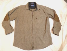 Pendelton Button Down Wool Mens Shirt Lodge brown Twill L elbow pads