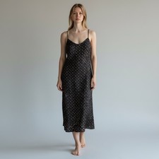 American Eagle Womens Medium Black Floral Midi Slip Dress V Neck Strappy