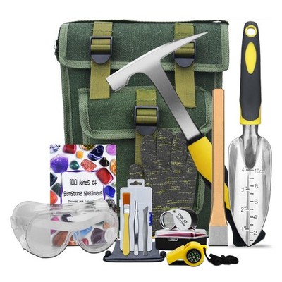 14 PCS Geology Rock Pick Hammer Kit, Gold Mining & Prospecting Equipment Tool...