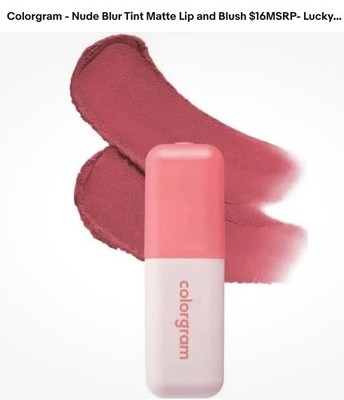 (Lot of 2) Colorgram Nude Blur Tint Matte Lip &Cheek Blush Stain~Lucky Berry NIB