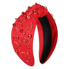 Valentine s Day Headband for Women Rhinestone Heart Headbands Red Pink Crysta...