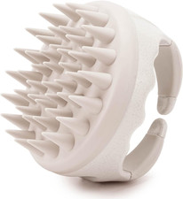 Hair Scalp Massager Brush Silicone Exfoliator for Dandruff Removal Beige