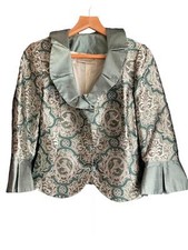 Jenny Edwards-moss Pale Green Skirt Uk Size 10 And Matching Jacquard Long Sleeve