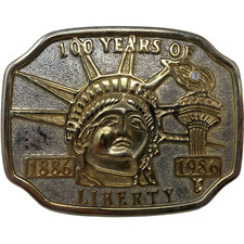VTG Statue of Liberty 100 Years of Liberty 1886-1986 Anniversary Belt Buckle USA