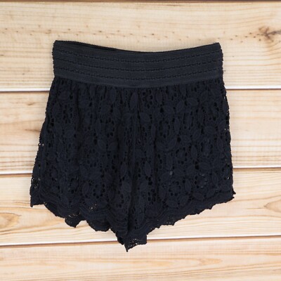 India Boutique Shorts Womens One Size Black Floral 100% Cotton Stretch High  Rise - Main Image