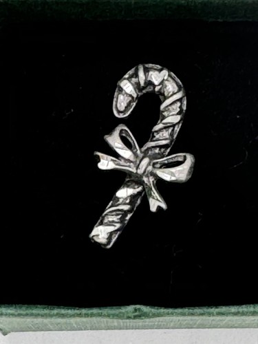 Pewter Presence Diamond Cut Christmas Candy Cane Pin with Box - Picture 4 of 5