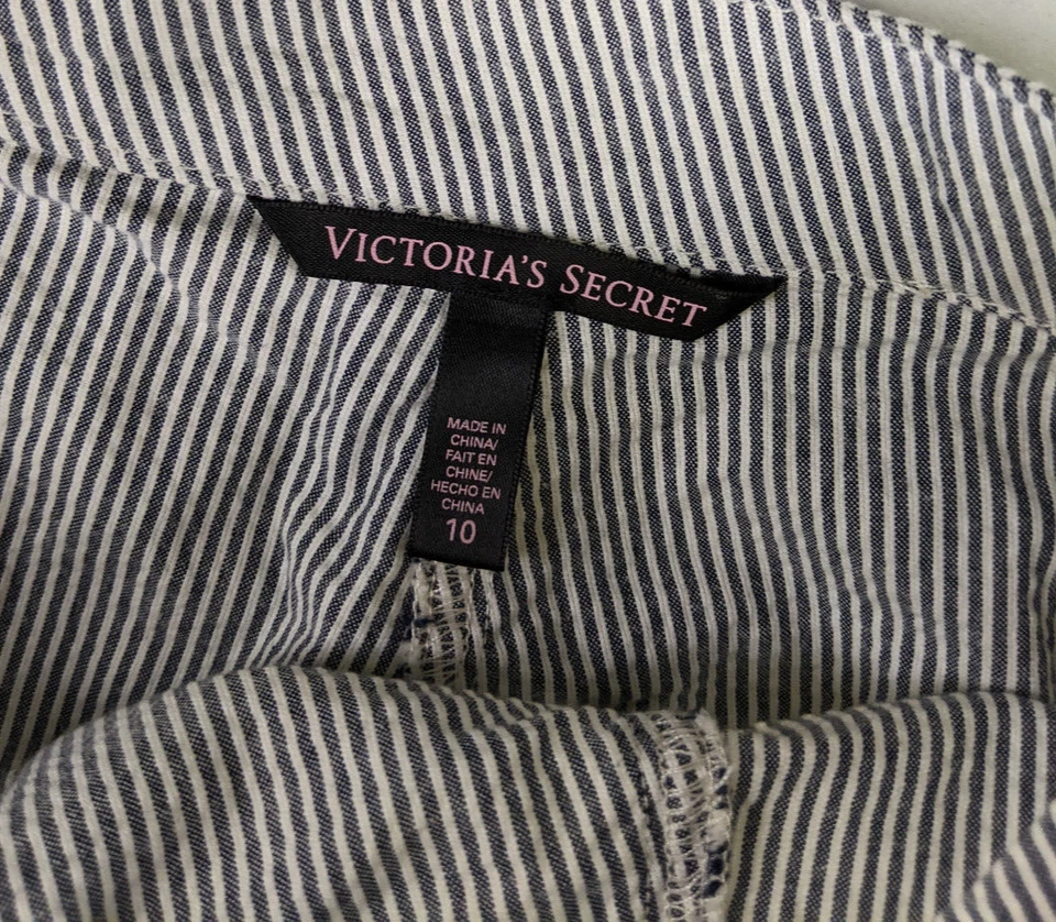 Falda para mujer Victoria's Secret talla 10 gris y crema a rayas línea A Seersucker Foto 4 de 4
