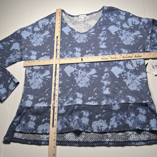 Olivia Sky Tunic Top Women’s Size XL Blue Tie Dye Casual Waffle Knit Lightweight - Picture 9 of 9