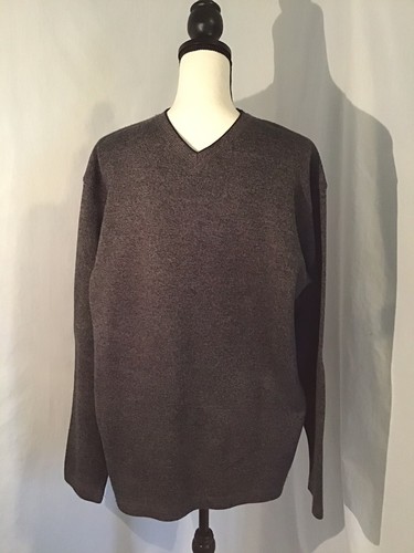 Suéter tejido Geoffrey Beene para hombre manga larga cuello en V gris talla mediana - Imagen 1 de 6