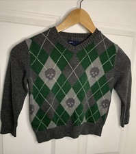 Gapkids Boys V Neck Sweater Pullover Sz XS skulls Argyle 118