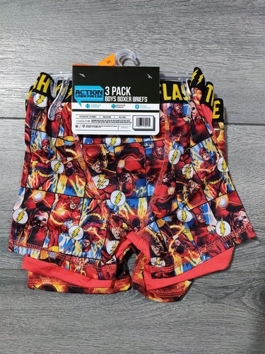 The Flash Underwear Boys Small 6 DC Comics 3Pack Superhero Athletic Boxer Briefs - Picture 2 of 4