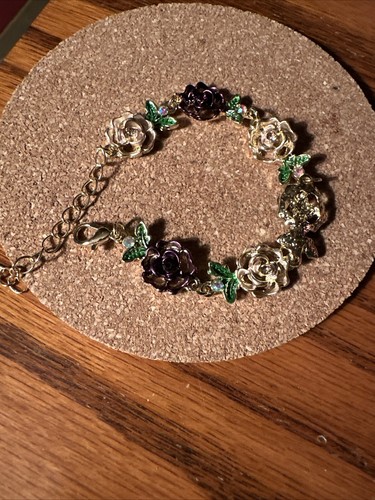 Love This Elegant Purple, Pink And Gold Floral Bracelet - Picture 7 of 7