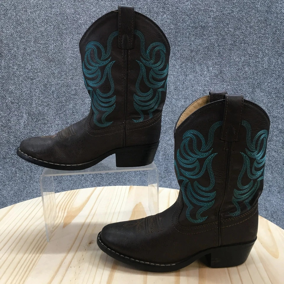 Botas de Vaquero Smoky Mountain Western Juveniles 1 Marrón Imitación Cuero Tirar de Tacones Foto 2 de 4