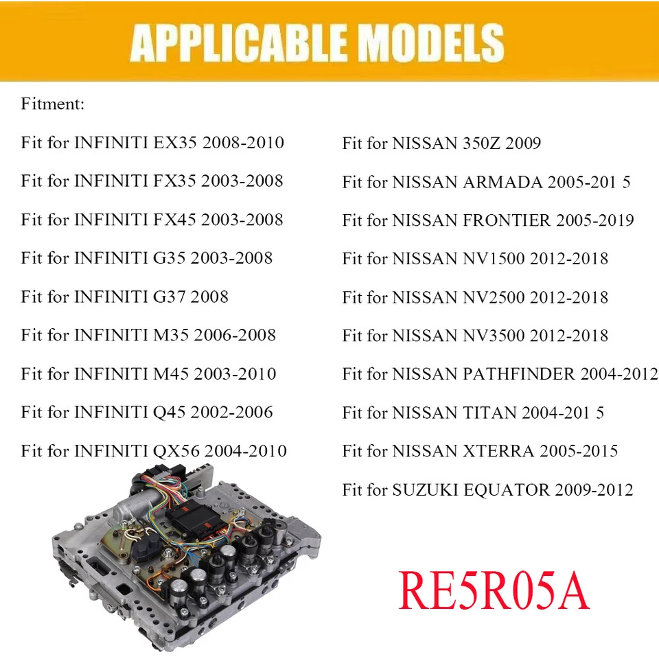 RE5R05A Valve Body TCM For INFINITI EX35 FX35 FX45 G35 G37 M35 M45 Q45 QX56 Foto 3 de 4