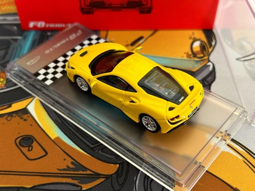 Modelo de coche juguete regalo modelo escala 1/64 Ferrari F8 Tributo amarillo fundido a presión - Imagen 3 de 9