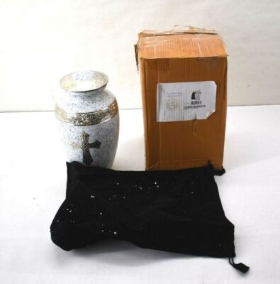 Love Of Christ White Cross Cremation Urn Handmade Finish Texture 10'' x 6'' L