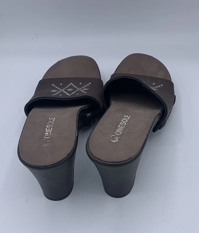 New ONESOLE Brown Soft Step Stretchy Shoes Sz 8 Slip On Foto 3 de 4