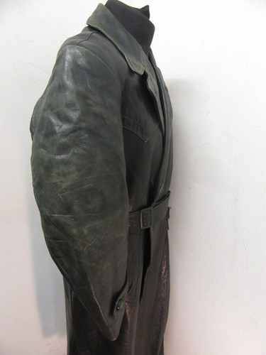 VINTAGE WW2 GERMAN MOTORCYCLE LEATHER DISPATCH RIDERS TRENCH COAT JACKET SIZE M - Picture 12 of 22