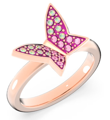 Swarovski リング Idyllia オープンリング, ミックスカット, フラワー, ブルー