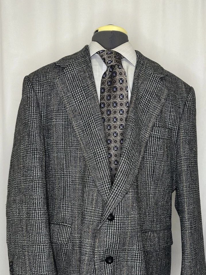 Blazer Haggar Para Hombres 47R 51" Tweed Abrigo Deportivo Traje Chaqueta Gris Cuadros EE. UU. Foto 2 de 4