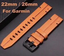 22mm/26mm QuickFit Leather Band Strap For Garmin Fenix 8 Pro 6 6X 5X Plus 7 7X