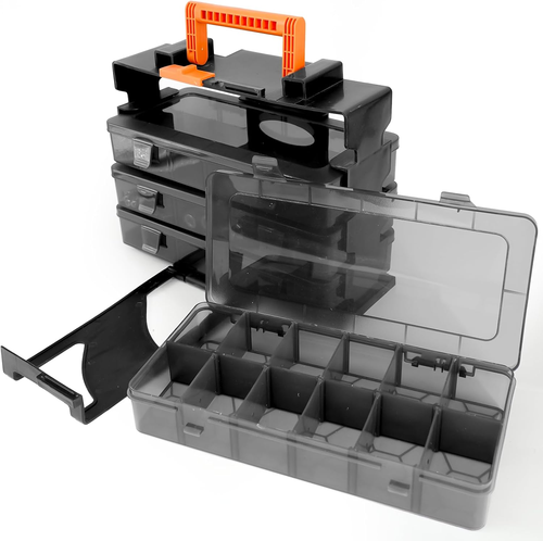 Small Parts Organizer Box Clear Tackle 4X12 Compartments Removable Dividers Bead