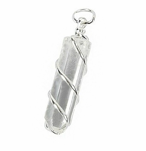 Quartz Crystal Silver Wire Wrap Pendant Spiral Point Necklace Handmade CHARGED - Picture 4 of 8