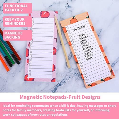 2 Pack Magnetic Shopping List Pad for Fridge, 100 Tear Off Sheets Magnet Notepad - Picture 4 of 5