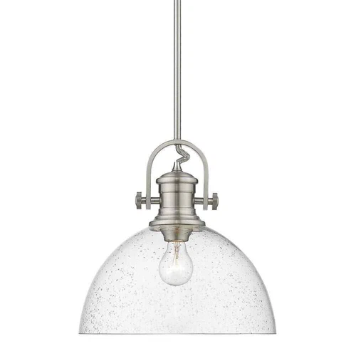 Golden Lighting Hines 1-Light Pewter Pendant  Seeded Glass - Picture 1 of 6