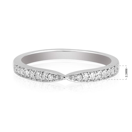 Certified 14K Gold 0.14ct Natural Diamond Thin Half Band Ring - Imagen 4 de 8