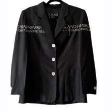 Laurel Black White Button Up Blazer Women Size 36
