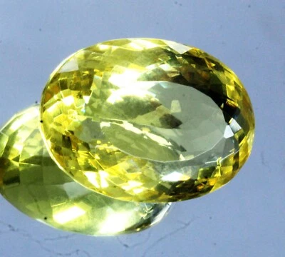 Coupe ovale topaze jaune brésilienne naturelle certifiée pierre précieuse en ... - Photo 1/4
