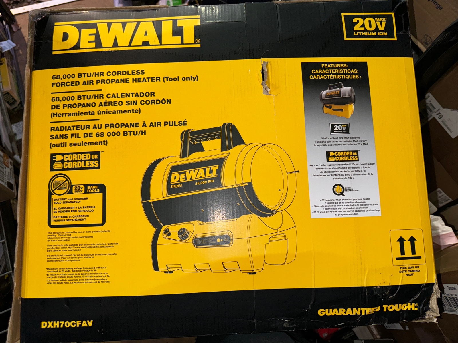 DEWALT 68,000 BTU Hybrid Portable HEATER BATTERY POWER DXH70CFAV