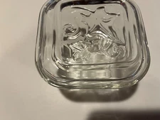 GLASS COVERED DISH 1940'S REFRIGERATOR 4" X 4" X 2.5"