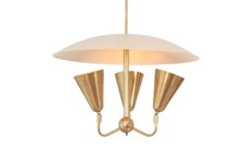 3 Light Dome Mid Century Brass Sputnik Chandelier Light Fixture