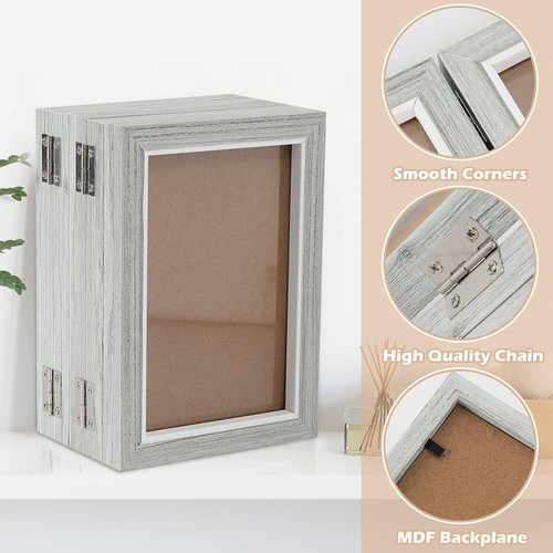 1pc Desktop Photo Frame Combination Wooden Folding Triplex Folding Photo Frame - Picture 8 of 14