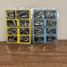 Metal Brain Teaser Puzzles Set of 16 with Pouch, Steel IQ Puzzle Games Challenge